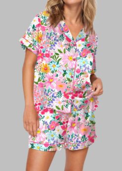 Colorful Flowers Floral Pajama Set