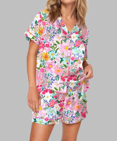 Colorful Flowers Floral Pajama Set