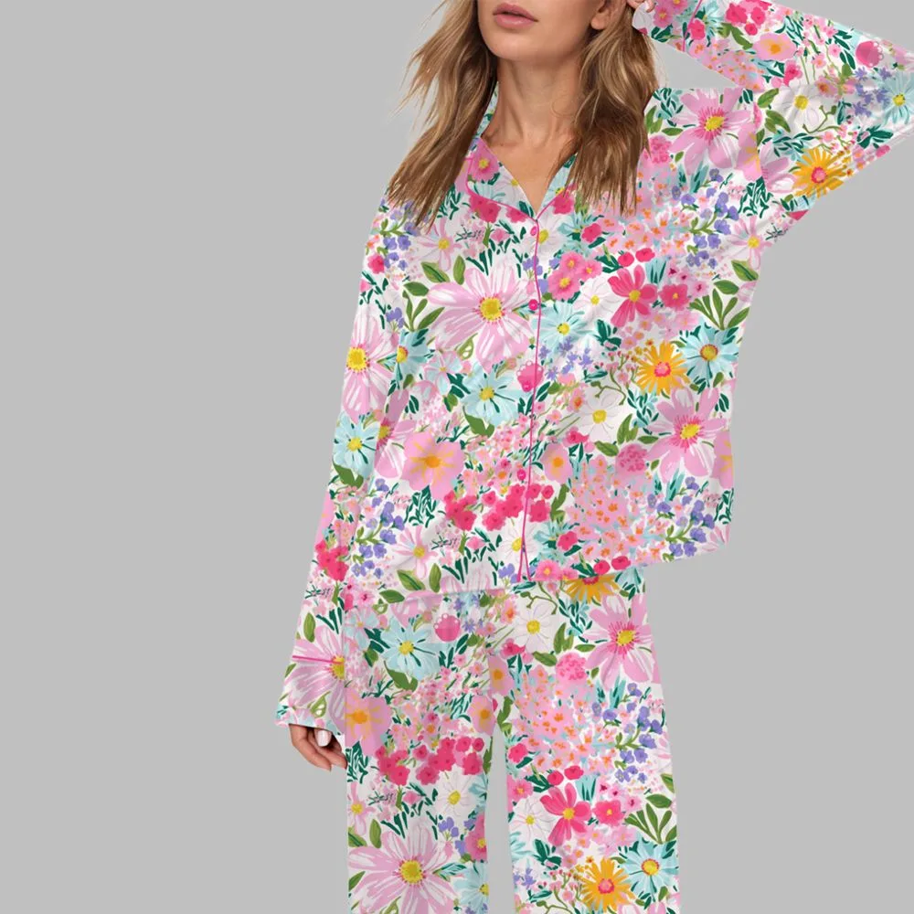 Colorful Flowers Floral Pajama Set - Image 2