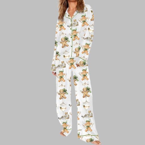 Cookie Wine Leopard Christmas Art Pajama Set - Image 2