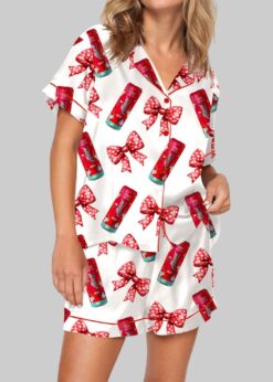 Coquette Cherry Energy Drinks Pajama Set For Women