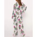 Coquette Christmas Chinoiserie Tree Satin Pajama Set For Women