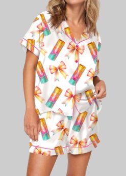 Coquette Orange Energy Drink Pajama Set For Women
