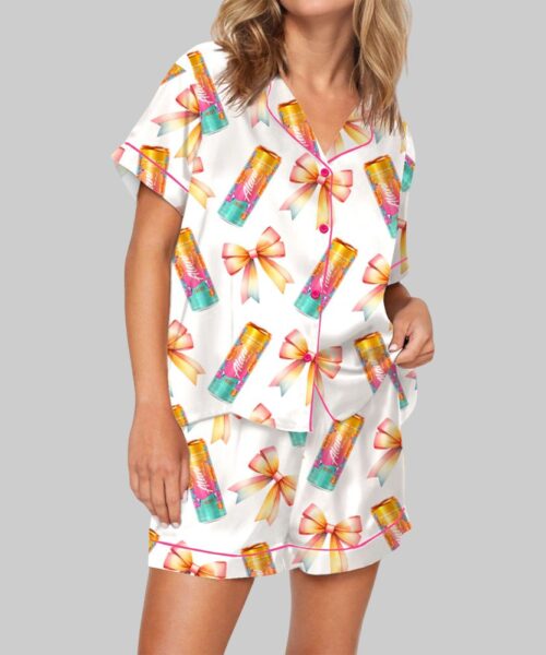 Coquette Orange Energy Drink Pajama Set For Women