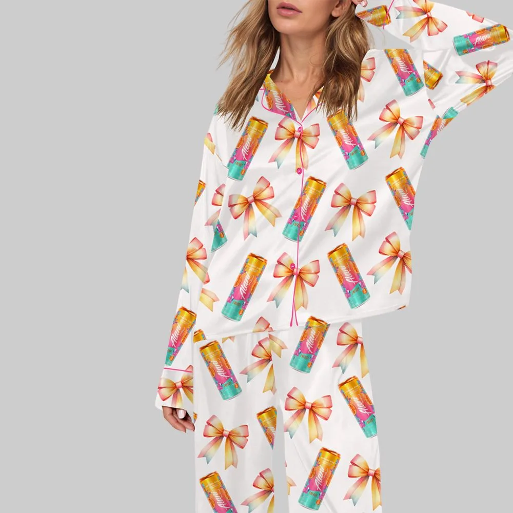 Coquette Orange Energy Drink Pajama Set For Women - Image 2