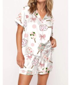 Coquette Pickleball Satin Pajama Set For Women
