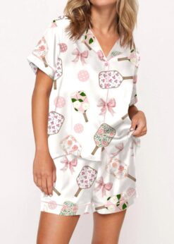 Coquette Pickleball Satin Pajama Set For Women