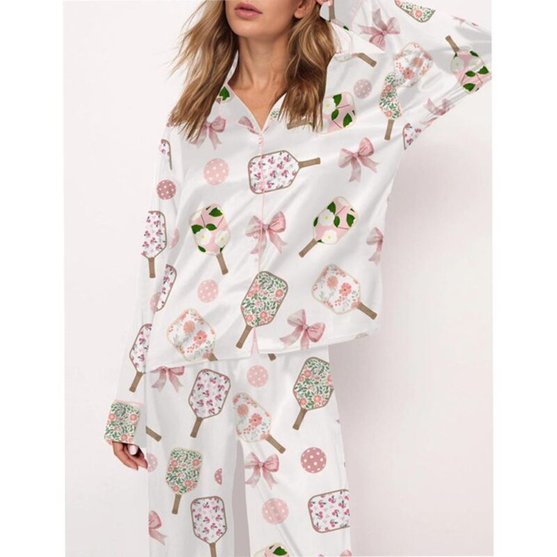 Coquette Pickleball Satin Pajama Set For Women - Image 2