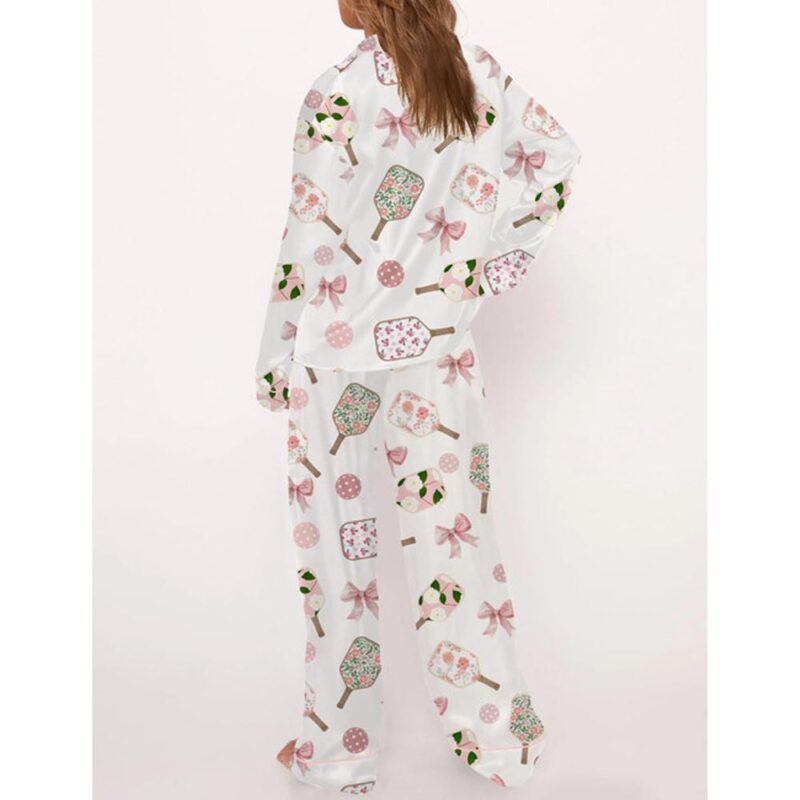 Coquette Pickleball Satin Pajama Set For Women - Image 3