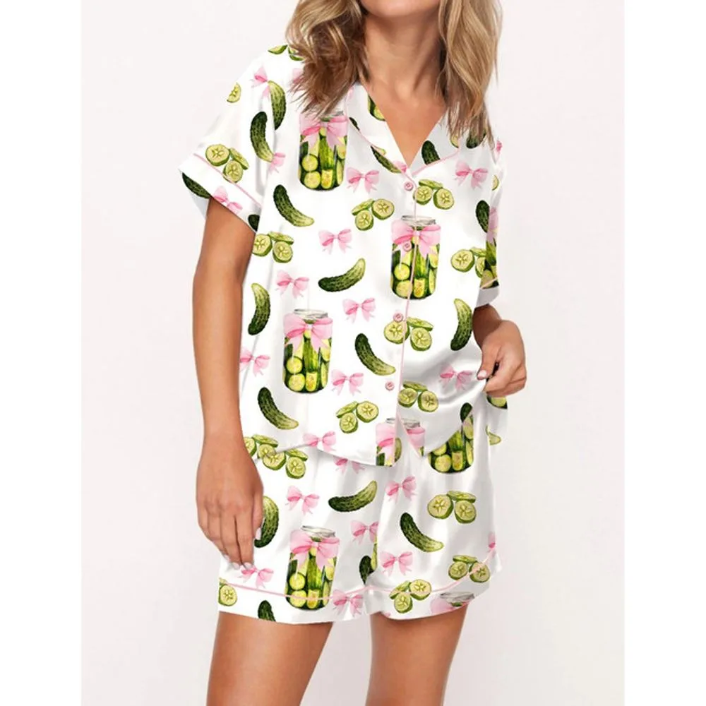 Coquette Pickles Satin Pajama Set For Women