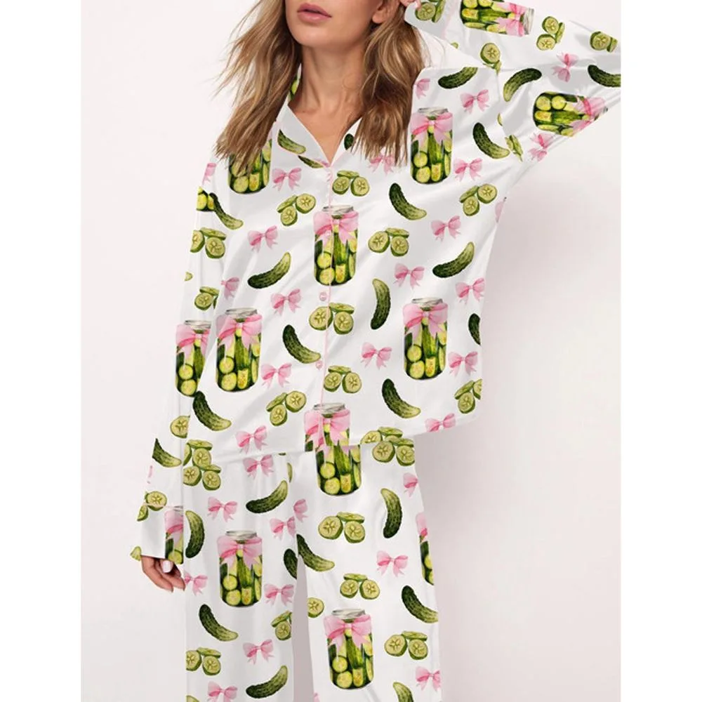 Coquette Pickles Satin Pajama Set For Women - Image 2