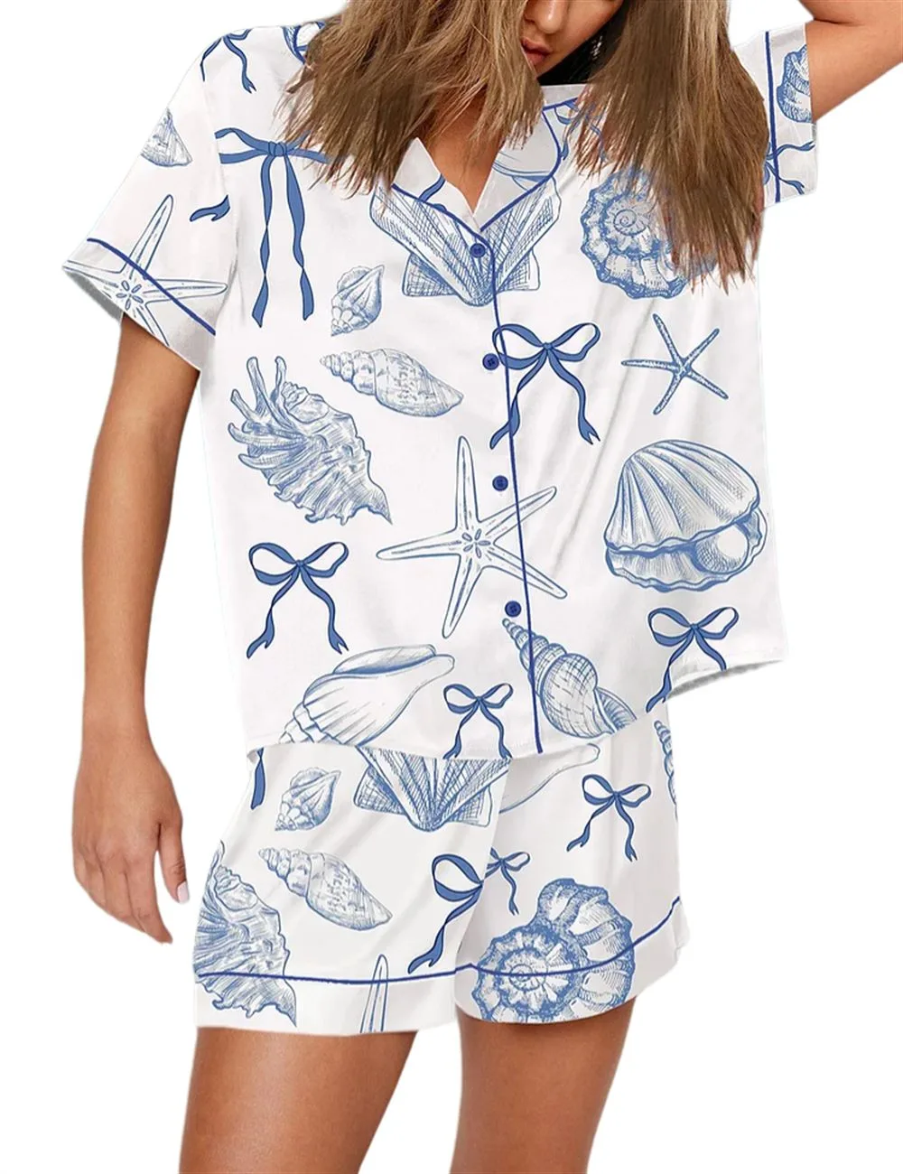 Coquette Seashell Beach Coastal Summer Vibes Pajama Set - Image 2