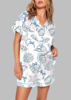 Coquette Seashell Coastal Summer Vibes Pajama Set
