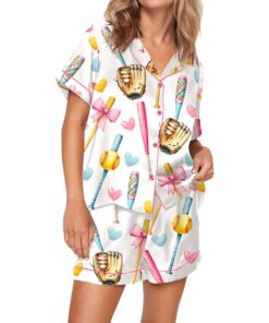 Coquette Softball Satin Pajama Set For Women