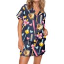Coquette Softball Satin Pajama Set For Women