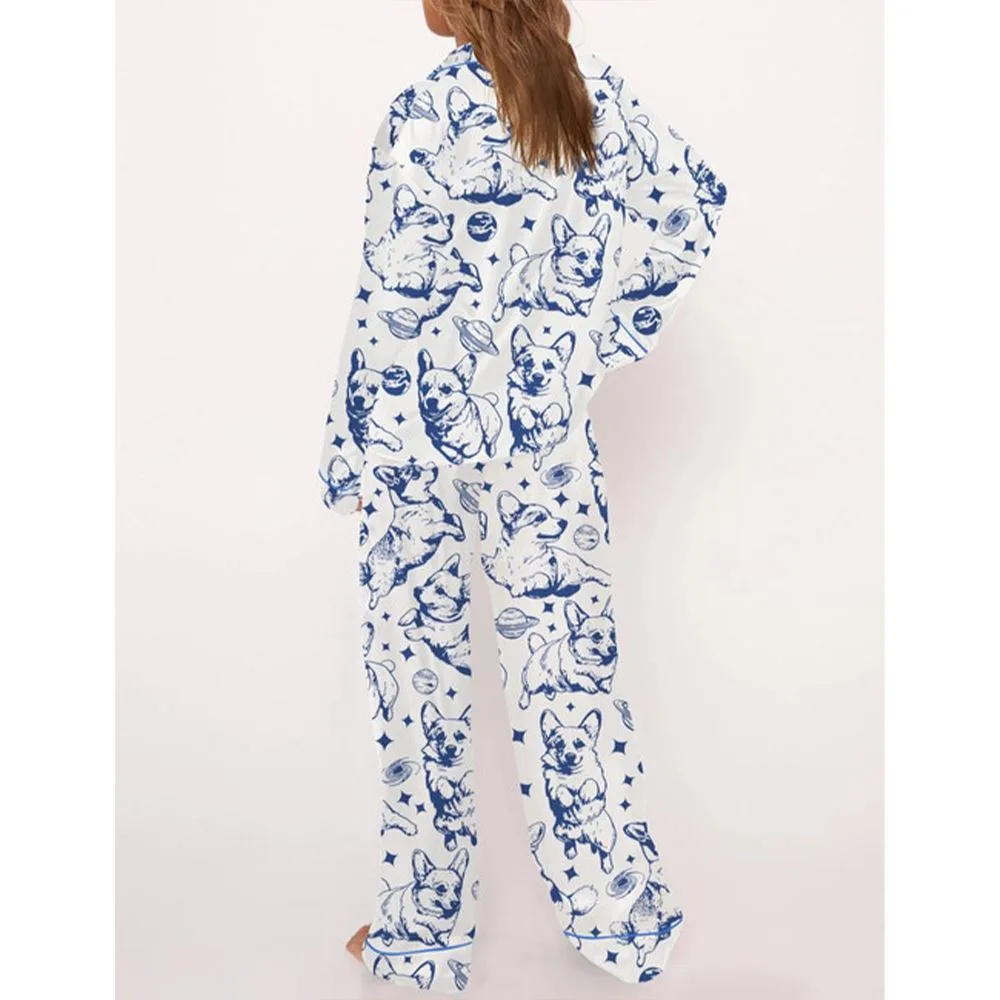 Corgi In Space Pajama Set For Women - Image 3
