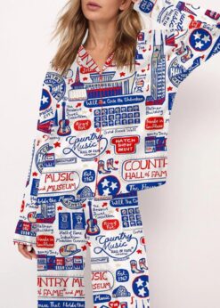 Country Music Satin Pajama Set For Women