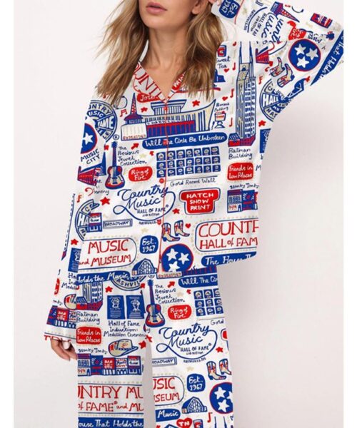 Country Music Satin Pajama Set For Women