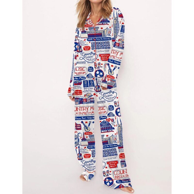 Country Music Satin Pajama Set For Women - Image 2