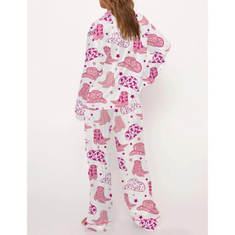 Cowboy Boot And Hat Satin Pajama Set For Women - Image 3