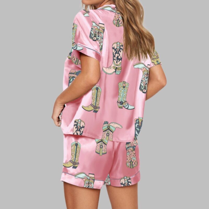 Cowgirl Boots Concert Satin Pajama Set For Women - Image 2
