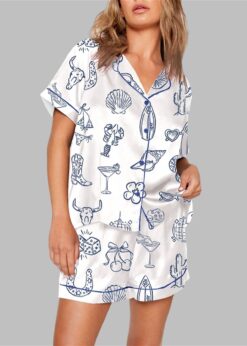 Cowgirl Coastal Bachelorette Hand Drawn Whimsical Pajama Set