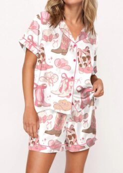 Cowgirl Coquette Satin Pajama Set For Women
