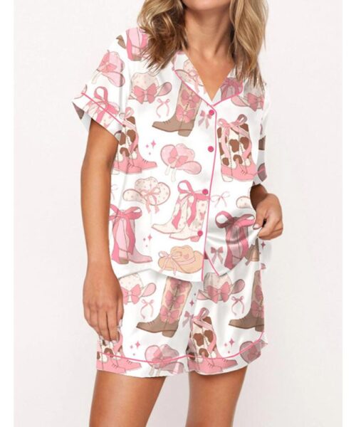 Cowgirl Coquette Satin Pajama Set For Women