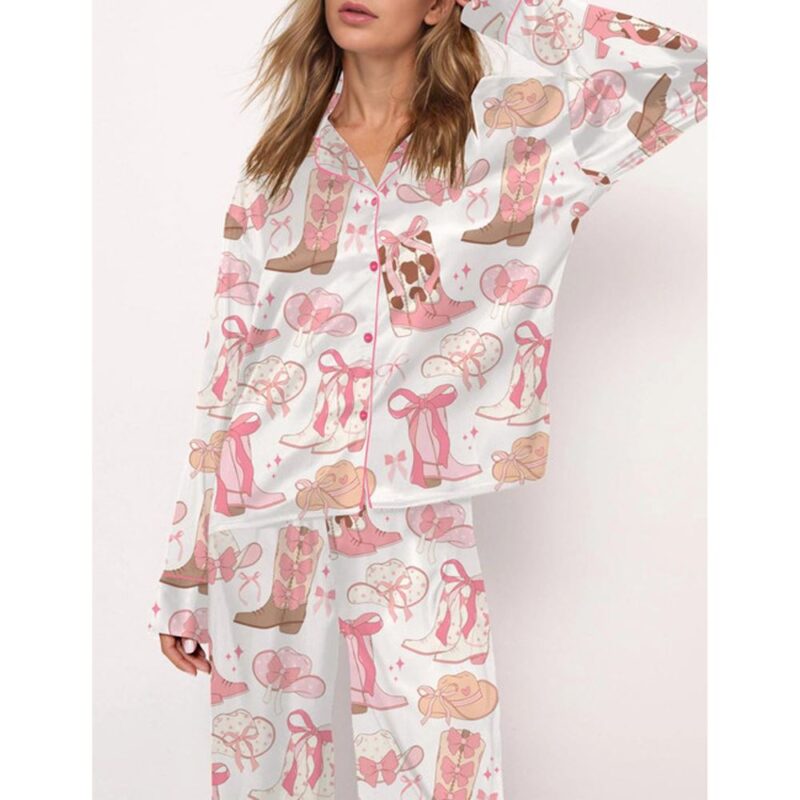 Cowgirl Coquette Satin Pajama Set For Women - Image 2