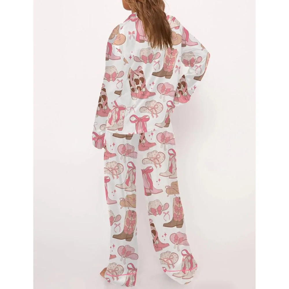 Cowgirl Coquette Satin Pajama Set For Women - Image 3