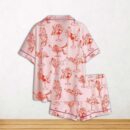 Cowgirl Girl Woman In Martini Glass Mermaid Catgirl In Glass Short Sleeve Satin Pajama Set For Women