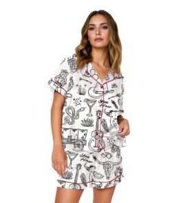 Cowgirl Whimsical Style Hand Drawn Western Bachelorette Party Pajama Set