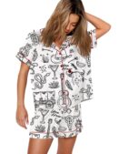 Cowgirl Whimsical Style Hand Drawn Western Bachelorette Party Pajama Set