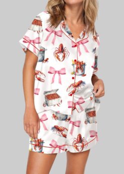 Crawfish Coquette Pajama Set For Women
