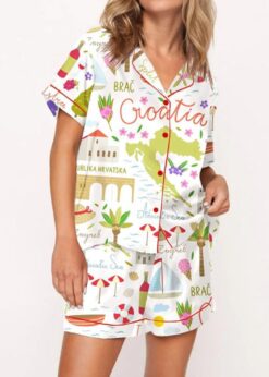 Croatia Travel Satin Pajama Set
