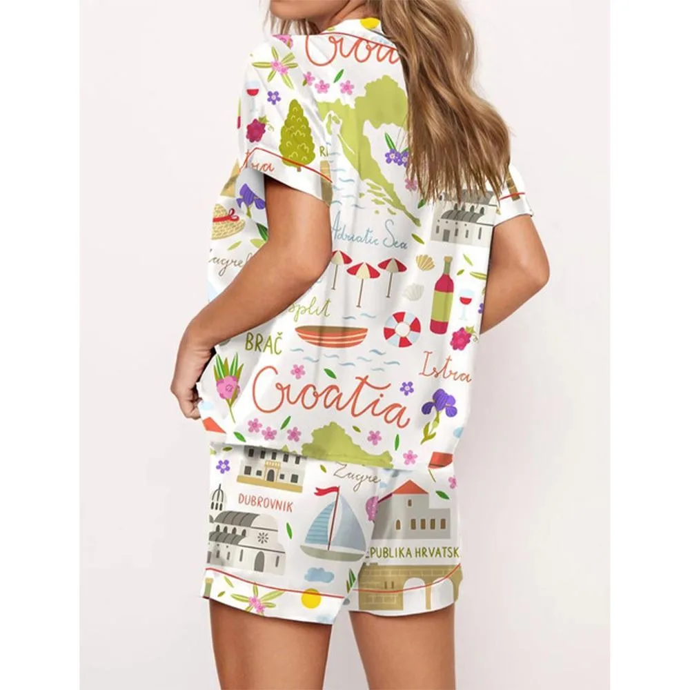 Croatia Travel Satin Pajama Set - Image 3