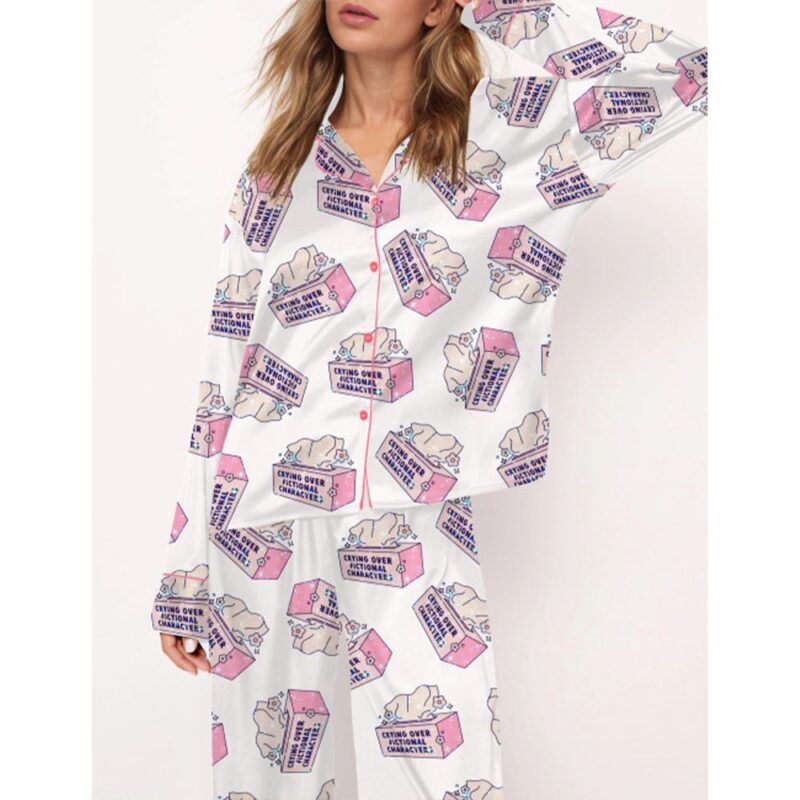 Crying Over Fictional Characters Pajama Set For Women - Image 2