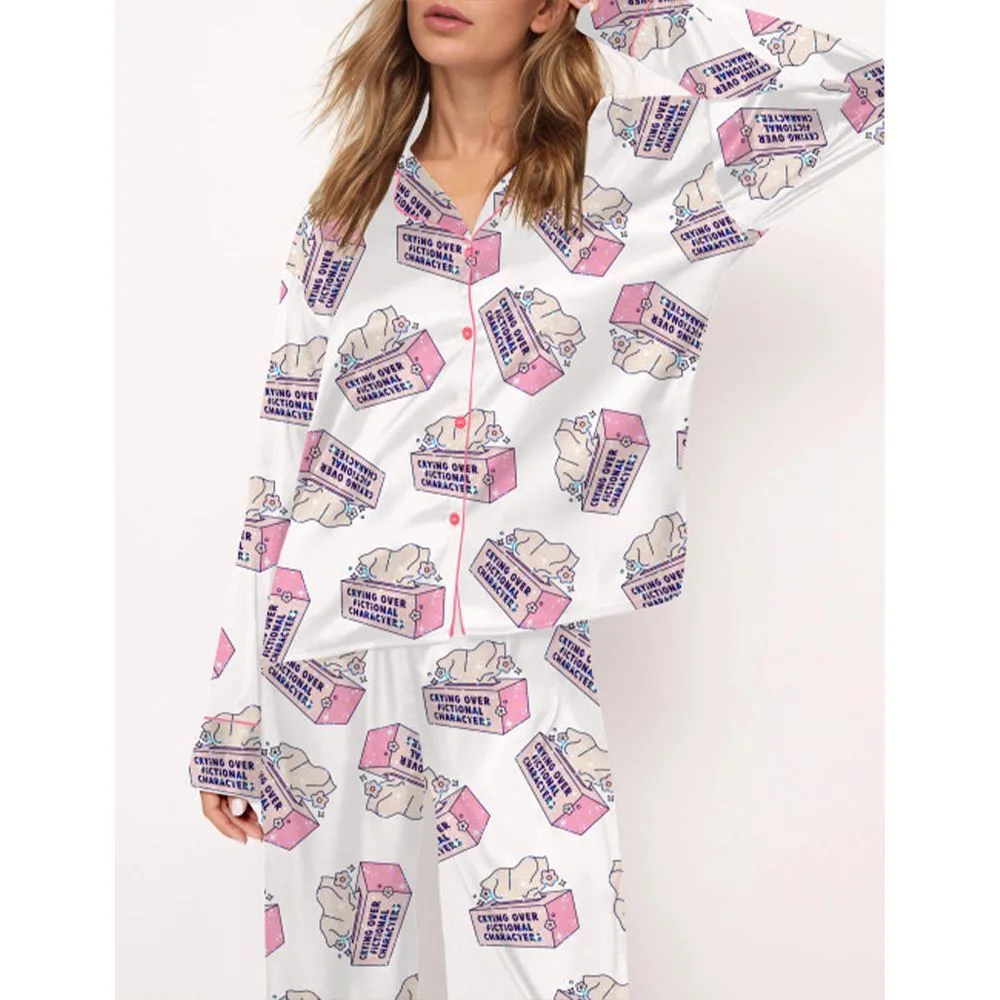 Crying Over Fictional Characters Pajama Set For Women - Image 2