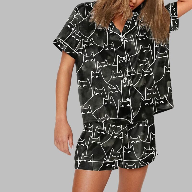 Cute Cats Print Pajama Set - Image 2