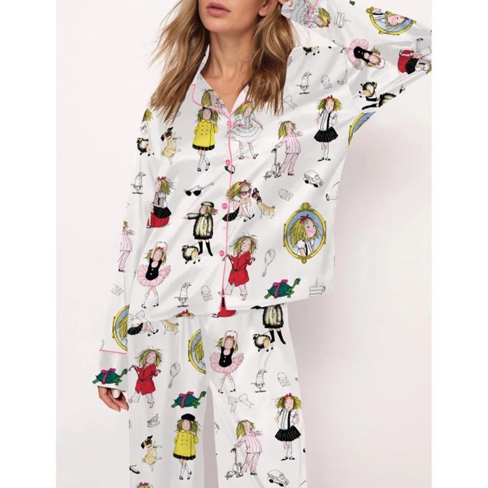 Cute Girl Satin Pajama Set For Women - Image 3
