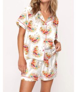 Cute Hedgehog Satin Pajama Set For Women