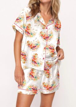 Cute Hedgehog Satin Pajama Set For Women