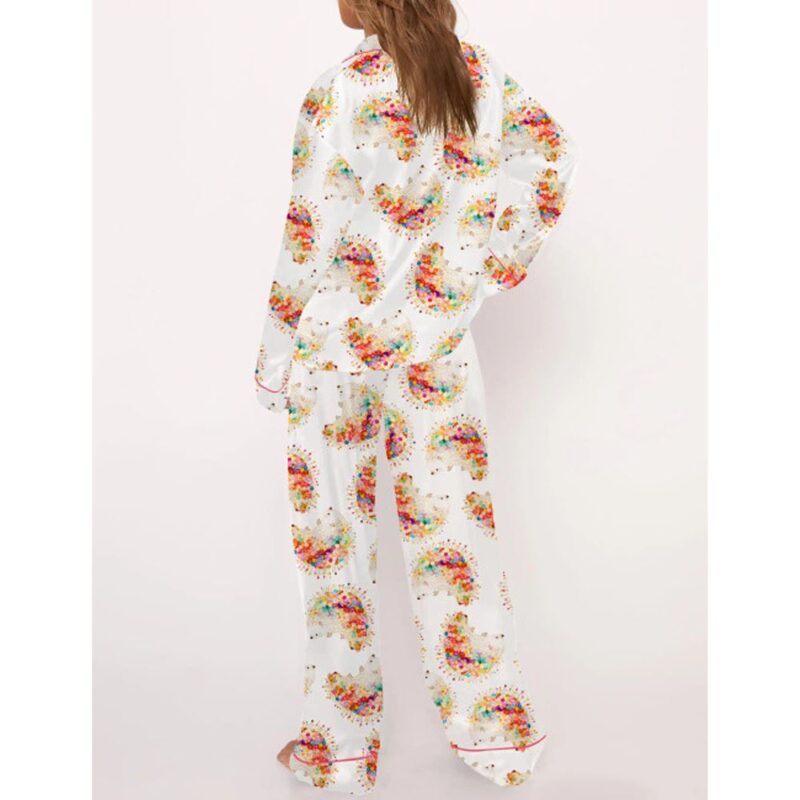 Cute Hedgehog Satin Pajama Set For Women - Image 3