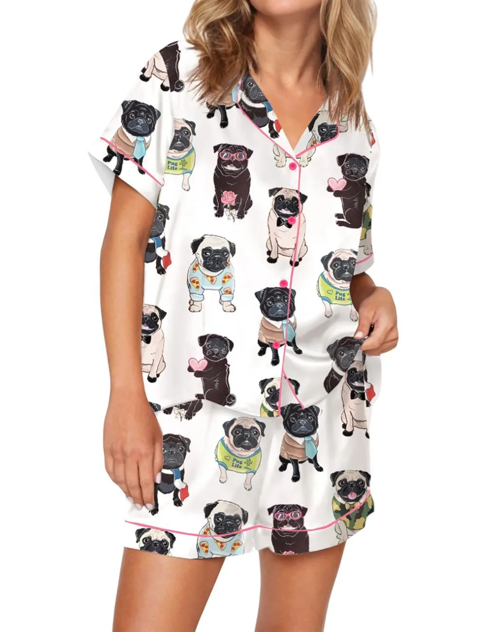 Cute Pug Pajama Set For Women
