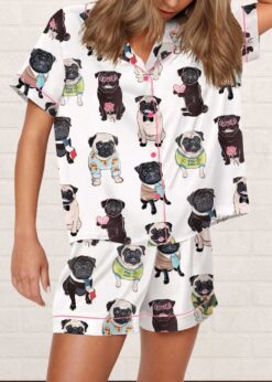 Cute Pug Silky Satin Pajama Set
