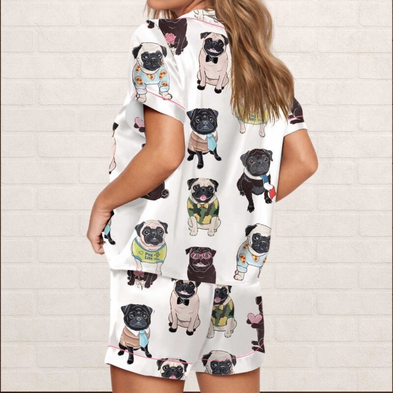 Cute Pug Silky Satin Pajama Set - Image 2