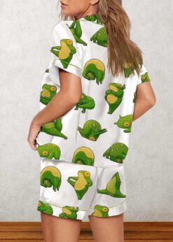 Cute Yoga Frogs Pajama Set For Women