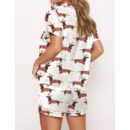 Dachshund And Snowflakes Christmas Satin Pajama Set For Women