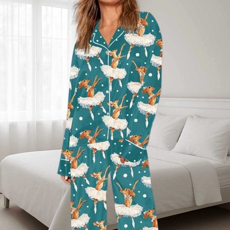 Dachshund Ballet Art Pajama Set For Women - Image 2