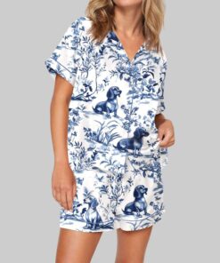 Dachshund Blue Pajama Set For Women